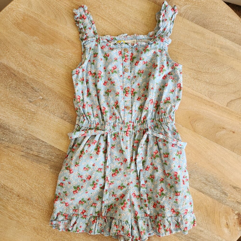 Mini Boden Kids' Ruffle Linen & Cotton Romper.  Size 9-10